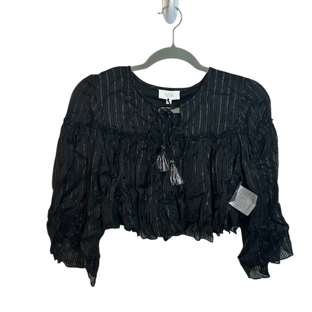 Nwt NSR Napean Sea Rd Metallic Cropped Bohemian Blouse